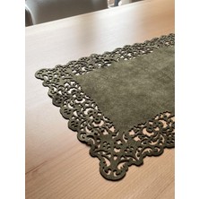 Ergüven Home Yeşil Süet Kumaş Runner Dikdörtgen Sehpa Boyu 40X100CM