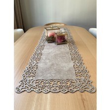 Ergüven Home Koyu Bej (Taş Rengi) Süet Kumaş Runner Dikdörtgen Sehpa Boyu 40X100CM
