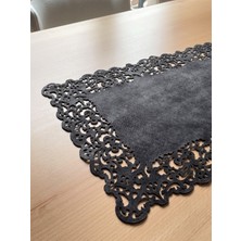 Ergüven Home Koyu Gri Süet Kumaş Runner Dikdörtgen Masa Boyu 40X140CM
