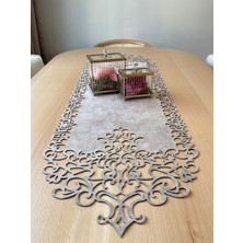 Ergüven Home Koyu Bej (Taş Rengi) Süet Kumaş Runner Konsol Boyu 40X120 Cm