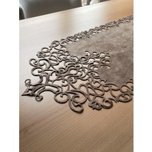Ergüven Home Sütlü Kahverengi Süet Kumaş Runner Masa Boyu 40X140 Cm
