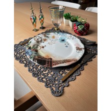 Ergüven Home Koyu Gri Süet Kumaş Kare Amerikan Servis Takımı Supla 6'Lı 35 x 35 cm