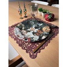 Ergüven Home Pembe Süet Kumaş Kare Amerikan Servis Takımı Supla 6'Lı 35 x 35 cm