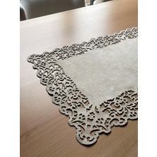 Ergüven Home Bej (Koyu Krem) Süet Kumaş Runner Dikdörtgen Sehpa Boyu 40X100CM