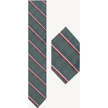 Ysf Erkek Yeşil Çizgili Kravat Mendil Set