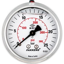 Pakkens Ø63MM.0/16 Bar-Psi Ark.bağl.glis.cl.2,5 Mano.g1/4
