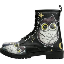 Kadın Vegan Deri Siyah Uzun Bot - Cat Lovers Tasarım