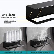 Mavi Trend Dekoratif Metal Siyah Mutfak Banyo Rafı Havlu Askılık Duvar Rafı ve Askılık