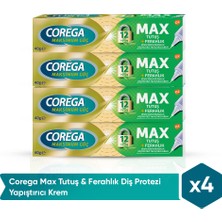 Corega Max Tutuş & Ferahlık Diş Protezi Yapıştırıcı Krem 40G x 4 Adet