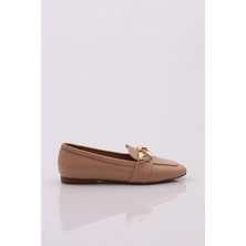 DGN 5001-23Y Kadın Silver Taş Metal Tokalı Loafer NUDE