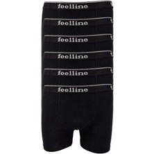 Çankaya Giyim 6 Adet Feelline Siyah Pamuklu Doğal Likralı Erkek Boxer