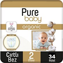 Pure Baby Organic Bebek Bezi 2 Numara Mini 3-6 kg 34 Adet