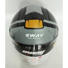 Sway 715 Gemini Mat Black Grey Yarım Kask - Şefaf Vizörlü