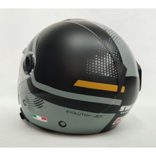 Sway 715 Gemini Mat Black Grey Yarım Kask - Şefaf Vizörlü