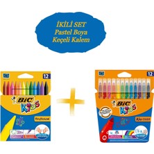 Bic Kids 12 Li Keçeli Boya Kalemi+12 Li Plastidecor Silinebilir Mum Pastel Boya