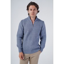 Trist Star Erkek Havacı Zikzak Yürütmeli Dik Yaka Kısa Fermuarlı Triko Yün Kazak TRIST-5301