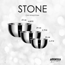 Amboss Stone 3 Lü Paslanmaz Çelik Karıştırma Kasesi Çok Amaçlı