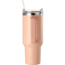 Lumin Quencher Tumbler 0,89 Litre Vakum Yalıtımlı Termos Bardak Kapaklı ve Pipetli Soft Pink