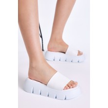 Tonny Black Kadın Beyaz Yüksek Taban Tek Bantlı Terlik