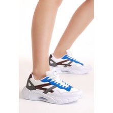 Tonny Black Kadın Beyaz Sax Faylon Taban Şeritli Bağcıklı Spor Ayakkabı