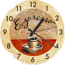 Ekart Espresso Kahve Temalı Şekilli Duvar Saati
