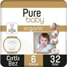 Pure Baby Organic Bebek Bezi 6 Numara Xl 15-27 kg 32 Adet