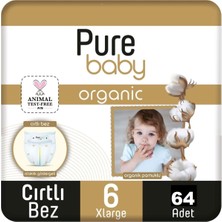 Pure Baby Organic Bebek Bezi 6 Numara Xl 15-27 kg 64 Adet
