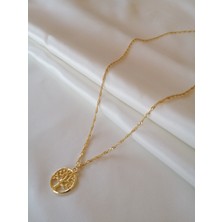 Hayat Ağacı Gold Renk Kadın Kolye