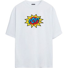 The Wert Pop Baskılı Beyaz Oversize Tshirt
