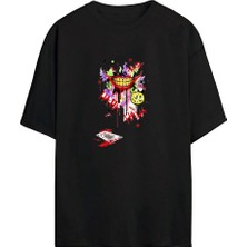 The Wert Joker Smile Baskılı Siyah Oversize Tshirt