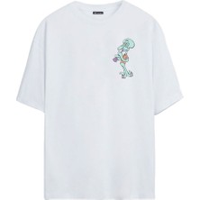 The Wert Squidward Baskılı Beyaz Oversize Tshirt