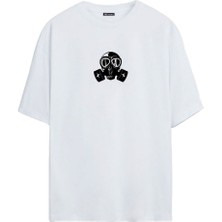 The Wert Gaz Maskesi Baskılı Beyaz Oversize Tshirt