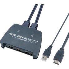 Vcom DD221-4K 2 Port HDMI 1.4V 4K@30Hz Plastik Kasa Kvm Switch