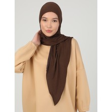Ecardin Fermuarlı Viskon Hijab - Kahverengi - Ecardin