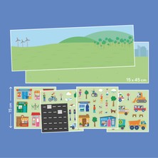 Moritoys Reusable Sticker Set: My City - Tak Çıkar Çıkartma Oyunu 52 Çıkartma 2 Sahne