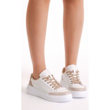 Tonny Black Kadın Beyaz Toprak Poli Taban Bağcıklı Spor Ayakkabı