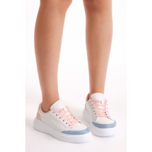 Tonny Black Kadın Beyaz Pudra Poli Taban Bağcıklı Spor Ayakkabı