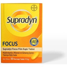 Supradyn Energy Focus 30 Film Kaplı Tablet Multivitamin ve Ginseng İçeren Takviye Edici Gıda