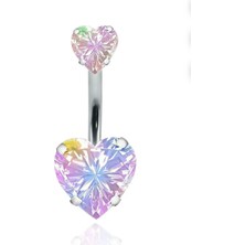 By Dilek Çetin Accessory Hologram Kalp Figürlü Göbek Piercing