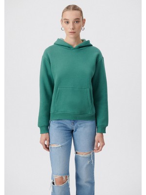 Mavi Kadın Kapüşonlu Yeşil Basic Sweatshirt 167299-71870