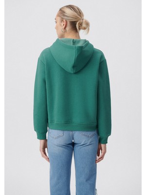 Mavi Kadın Kapüşonlu Yeşil Basic Sweatshirt 167299-71870