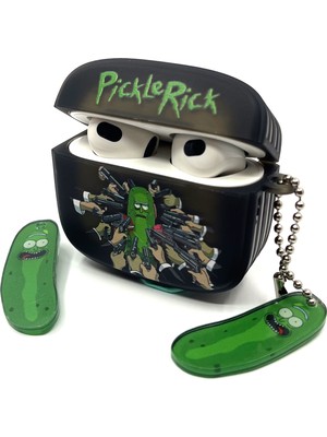 Zen AI Airpods 3. Nesil Uyumlu Sevilen Fantastik Karakter Rick Pickle Black Hediye Kılıf