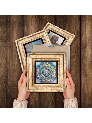 Pinecone Mandala, Yaşam Çiçeği Taş Duvar Tablosu Çerçeveli Duvar Dekoru 6 Parça Tablo Seti Wall Art T6-34