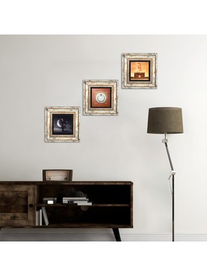 Pinecone Stone Anıtkabir, Atatürk, Ay Yıldız Çerçeveli Taş Duvar Tablosu 3’lü Set - Dekoratif Modern Sanat, Ev ve Ofis Dekoru |TK3-68|