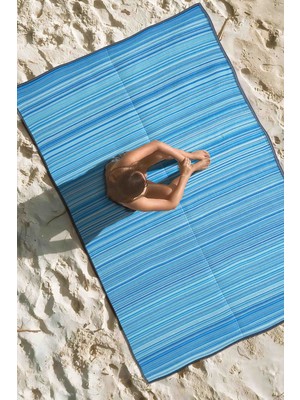 Katlanabilir Mavi Plaj Kamp Piknik Bahçe Balkon Teras Hasır Halı Mat Savan Kilim Karavan Halısı 120x180