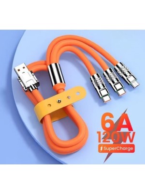 120W Silikonlu 6A Type-C Kablo Xiaomi , Ios , Micro USB Uyumlu