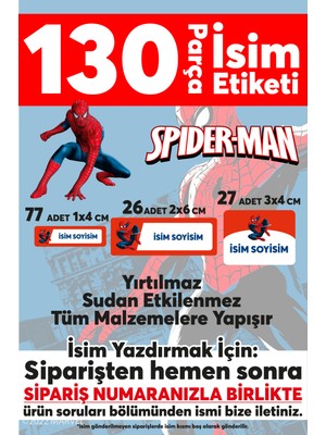 Dijitalist Baskı Okul Etiketi Kalem Defter Etiketi Spider-Man Özel Isim Yazılabilen Etiket - 130 Adet