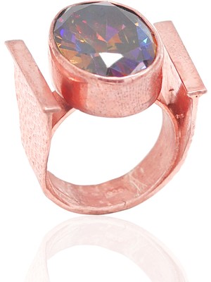 Midyat Nurtaş Gümüş Mistik Topaz Taşlı Rose El Işi Otantik Gümüş Yüzük 201022435