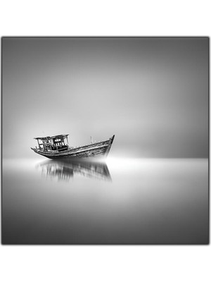 Tablo Dekor Gri Gemi Kare Kanvas Tablo