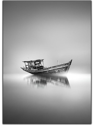 Tablo Dekor Gri Gemi Dikey Kanvas Tablo